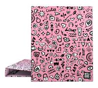 Grafoplas Classeur A4, motif I Love You Bits&Bobs, 4 anneaux mixtes 25 mm, certifié FSC, plastifié Soft, parfait matériel scolaire pour organiser des notes