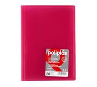 Grafoplás Classeur avec pochettes | 20 pochettes transparentes | Couverture semi-rigide en polypropylène | Parfait pour documents DIN A4 | Disponible en couleur fuchsia | Modèle polyplas translucide