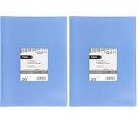 Grafoplás Classeur avec pochettes transparentes A4 Bleu clair 20 pochettes en polypropylène Format folio Couverture souple Polyplas Multiline Parfait matériel scolaire et de bureau (Lot de 2)