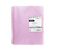 Grafoplas - Classeur avec pochettes transparentes A4, rose clair, 50 doublures en polypropylène supplémentaire, couverture en plastique souple, spirale PVC, maxiplás multiline, parfait comme matériel