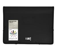Grafoplas Classeur avec soufflet maxi et élastiques, format A4+, 26 x 34,5 x 8 cm, noir, capacité supplémentaire pour documents, collection Papeterie Like, parfait matériel scolaire et de bureau