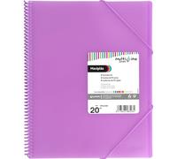 Grafoplás Classeur en plastique A4 Lavande 20 pochettes en polypropylène extra Couverture souple Spirale PVC Multiline Parfait comme matériel scolaire et de bureau