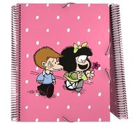 Grafoplas - Classeur scolaire à pochettes transparentes A4, couverture souple, 30 doublures en polypropylène, Mafalda Friends, Maxiplás, parfait pour organiser vos fournitures scolaires et classer vos