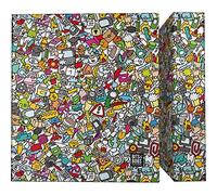 Grafoplás | Classeur scolaire A4 | 4 anneaux mixtes 40 mm | Collection Bits&Bobs Pop Up Design | Icons | Certifié FSC