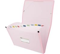 Grafoplas - Classeur trieur à soufflet, format folio, couleur rose soft, 13 positions, poly semi-rigide opaque, avec étiquette pour visières, parfait classeur documents scolaires et bureau