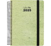 Grafoplas Ecojeans Agenda 2025 avec couverture rigide doublée en tissu denim, fils recyclés, fermeture élastique, avec autocollants, annuel de janvier à décembre FSC