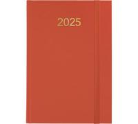 Grafoplas Florence Agenda 2025 14,5 x 21 cm avec couverture rembourrée en vinyle et élastique de fermeture verticale Point de lecture Annuel Idéal pour organisation au bureau Orange