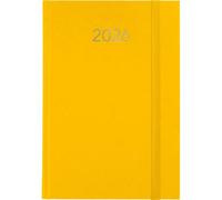 Grafoplas Florence Agenda annuel 2026 1 jour par page Jaune 14,5 x 21 cm Couverture rembourrée en vinyle, élastique de fermeture verticale, point de lecture, annuel, parfait pour organisation au