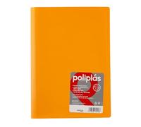 Grafoplas I Classeur avec pochettes en plastique I 10 pochettes transparentes Format DIN A4 Mandarine I Série Polyplas Opaque I Fabriquées en Espagne I Couvercles flexibles Grande capacité de stockage