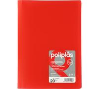 Grafoplas I Classeur avec pochettes en plastique I 20 pochettes transparentes I Format DIN A4 Rouge Série Polyplas Opaque I Fabriquées en Espagne I Couvercles flexibles I Grande capacité de rangement