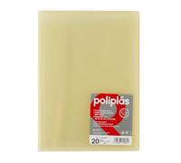 Grafoplas I Classeur avec pochettes en plastique I 20 pochettes transparentes I Format Folio Jaune Soft I Série Polyplas translucide I Fabriqué en Espagne Grande capacité de stockage