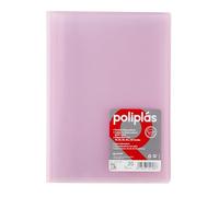 Grafoplas I Classeur avec pochettes en plastique I 20 pochettes transparentes I Format Folio rose doux Série Polyplas translucide I Fabriqué en Espagne Grande capacité de stockage