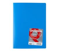 Grafoplas I Classeur avec pochettes en plastique I 40 pochettes transparentes I Format DIN A4 Bleu ciel I Série Polyplas Opaque I Fabriquées en Espagne I Couvercles flexibles I Grande capacité de