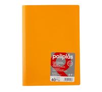 Grafoplas I Classeur avec pochettes en plastique I 40 pochettes transparentes I Taille Folio Mandarine I Série Polyplas Opaque I Fabriquées en Espagne I Couvercles flexibles I Grande capacité de