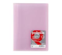 Grafoplas I Classeur avec pochettes en plastique I 50 pochettes transparentes I Format DIN A4 Rose Soft I Série Polyplas translucide I Fabriqué en Espagne Grande capacité de stockage