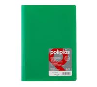 Grafoplas I Classeur avec pochettes en plastique I 50 pochettes transparentes I Format DIN A4 Vert I Série Polyplas Opaque I Fabriquées en Espagne I Couvercles flexibles I Grande capacité de rangement