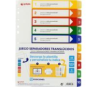 Grafoplás - Intercalaires personnalisables translucides, 10 positions, A4, polypropylène extra 300μ, 11 trous, parfaits pour classeurs