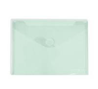 Grafoplas - Lot de 10 chemises à enveloppes en plastique, fermeture Velcro, format A5, vert menthe, multiligne, 25,2 x 18 cm, polypropylène cristal rayé translucide, parfait pour documents quart