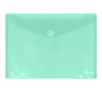 Grafoplás Lot de 10 chemises enveloppes en plastique | Fermeture Velcro | Format Folio Plus | Vert menthe | Multiline | 33,5 x 24 cm | Polypropylène Verre rayé translucide | Parfait pour documents A4