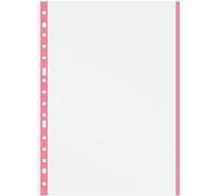 Grafoplas Lot de 10 pochettes multi-perforées, bord rose pastel | Format folio, 16 trous, finition verre, polypropylène supplémentaire, tranche renforcée, parfait matériel scolaire pour classeur