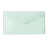 Grafoplas - Lot de 5 enveloppes en plastique, taille reçu, fermeture Velcro, vert menthe, multiline, 22,5 x 12,5 cm, polypropylène verre rayé translucide, parfait pour reçus et petits documents