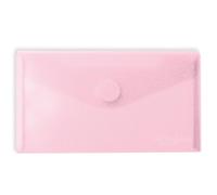 Grafoplás Lot de 5 enveloppes en plastique | Taille reçue | Fermeture Velcro | Rose clair | Multiline | 22,5 x 12,5 cm | Polypropylène Verre rayé translucide | Parfait pour reçus et petits documents