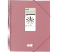 Grafoplas Lot de 50 pochettes transparentes en plastique A4, maxiplas Like, rose, à spirales en PVC, parfaites pour classer du matériel scolaire et de bureau