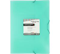Grafoplás Lot de 6 chemises en plastique | Format folio | Vert menthe pastel | Trois rabats | Polypropylène rayé vertical | Fermeture élastiques | Multiline | Parfait pour écoliers et professionnels