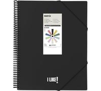 Grafoplas Lot de 60 pochettes transparentes en plastique A4, maxiplas Like, noir, à spirales en PVC, parfaites pour classer du matériel scolaire et de bureau