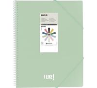 Grafoplas Lot de 60 pochettes transparentes en plastique A4, maxiplas Like, vert clair, à spirale en PVC, parfaites pour classer du matériel scolaire et de bureau