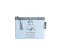 Grafoplás - Sac à fermeture éclair EVA Soft A6, couleur bleu pastel, toucher doux, fermeture éclair en caoutchouc EVA transparent, parfait pour protéger et transporter des documents et des petits