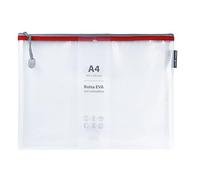 Grafoplás Sac avec fermeture éclair EVA A4 | Fabriqué en caoutchouc EVA transparent avec fermeture éclair couleur rouge | Parfait pour transporter et protéger tout type d'articles, documents,