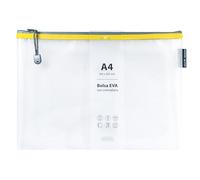 Grafoplás Sac avec fermeture éclair EVA A4 | Fabriqué en caoutchouc EVA transparent | Fermeture éclair jaune | Parfait pour transporter et protéger tout type d'articles, documents, cosmétiques ou