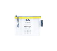 Grafoplás Sac avec fermeture éclair EVA A6 | Fabriqué en caoutchouc EVA transparent | Fermeture éclair jaune | 17,5 x 12,5 cm | Idéal pour transporter tout type d'articles ou petits documents