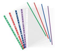 Grafoplás Sac de 25 pochettes multi-perforées | Bordure de couleurs assorties | Taille Folio | Finition verre | Dos renforcé | Polypropylène extra | Parfait matériel de bureau et scolaire pour