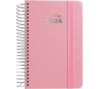 Grafoplás Série Fancy | Agenda de poche semainier 2024 | Rose | A6 | Espagnol | Spirale | Couverture rigide doublée tissu | Fermeture élastique | De janvier à décembre | Série Fancy