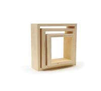 Graine Créative 3 petites étagères carrées en bois 22 x 22 x 8 cm Beige