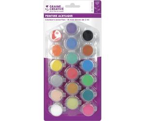 GRAINE CREATIVE 700308 Lot de 18 minidoses Peinture Acrylique Multicolore 14 x 2 x 29,5 cm