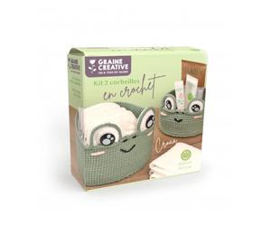 Graine créative Kit 2 corbeilles grenouilles - Beige