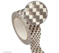 Graine Créative - Masking Tape Bleu 1,5 Cm X 10 M - Damier - Argenté