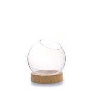 Graine Creative Vase Globe + Socle Bois Ø 20 Cm X H21 Cm
