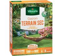 Graines de Gazon Rustique Vilmorin, Terrain Sec, 3 kg, 120 m² Pelouse, 180 m² Regarnissage