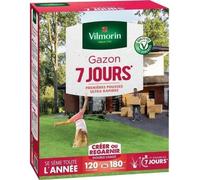 Graines de Gazon Vilmorin 7 Jours, 3 kg, Pelouse 120 m², Prairie 180 m²