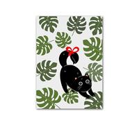 Graiting Affiche De Chat Noir, Peinture Sur Toile, Cadeau for Amoureux, Art Mural, Maison, Plante En Pot, Photos, Décoration, Salon, 1 Pièce(A,40X50 cm No Framed)