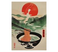 Graiting Affiche En Toile De Paysage Poisson Koi, Fleur Cerisier, Grande Vague, Pin, Murale, Images D'art, Décoration Maison, 1 Pièce(10,50x70cm)