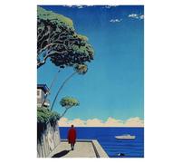 Graiting Affiche En Toile De Paysage Poisson Koi, Fleur Cerisier, Grande Vague, Pin, Murale, Images D'art, Décoration Maison, 1 Pièce(4,30x40cm)