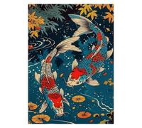Graiting Affiche En Toile De Paysage Poisson Koi, Fleur Cerisier, Grande Vague, Pin, Murale, Images D'art, Décoration Maison, 1 Pièce(8,30x45cm)