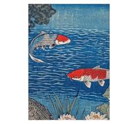 Graiting Affiche En Toile De Paysage Poisson Koi, Fleur Cerisier, Grande Vague, Pin, Murale, Images D'art, Décoration Maison, 1 Pièce(7,50x70cm)