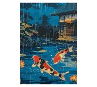 Graiting Affiche En Toile De Paysage Poisson Koi, Fleur Cerisier, Grande Vague, Pin, Murale, Images D'art, Décoration Maison, 1 Pièce(6,30x45cm)