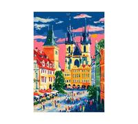 Graiting Peinture De Paysage Urbain Coloré, Rue Lisbonne Avec Scène Canal Tram, Affiche Sur Toile Imprimée, Décoration Maison, 1 Pièce(By-6,20x30cm)
